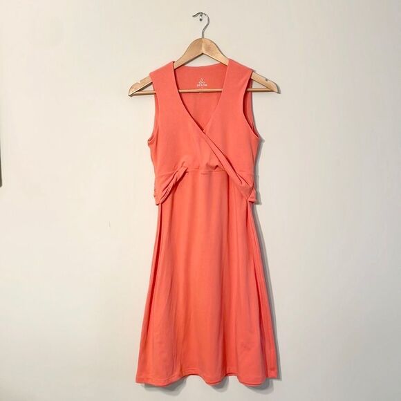 Prana Twist Front Jersey Dress in Coral Pink Size Small - Picture 1 of 6